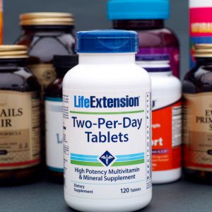 Bottle with multivitamin and mineral supplement by LifeExtensian
